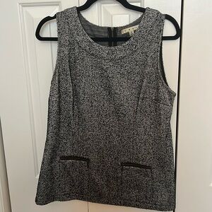 Cabi black and white herringbone wool top. Size M